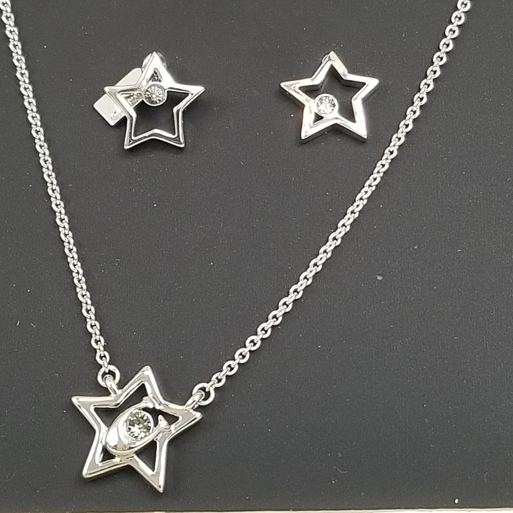 Coach Silver Necklace and earrings NWT